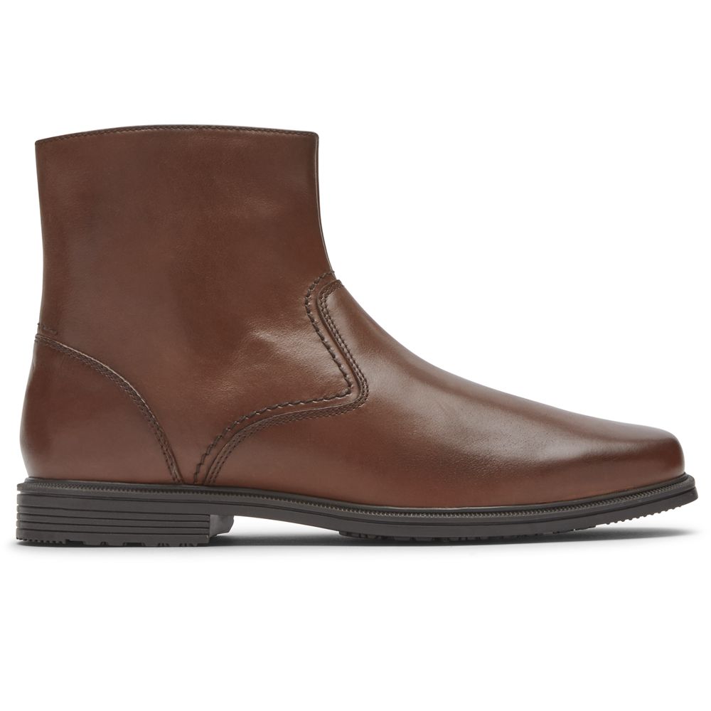 Rockport Taylor Waterproof Zipper - Mens Ankle Boots - Brown - NZ (KHV-038549)